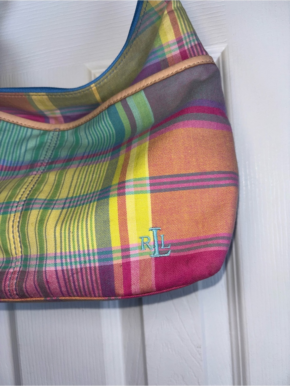 Lauren Ralph Lauren Multicolor Plaid Shoulder Bag - Pink, Green, Yellow, Blue - Picture 3 of 13